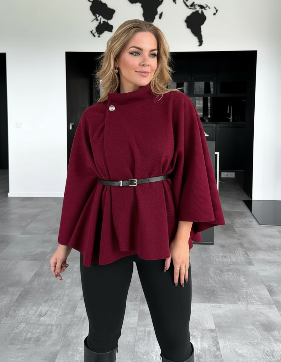 Audrey cape coat with belt - MYSTERYBOXS