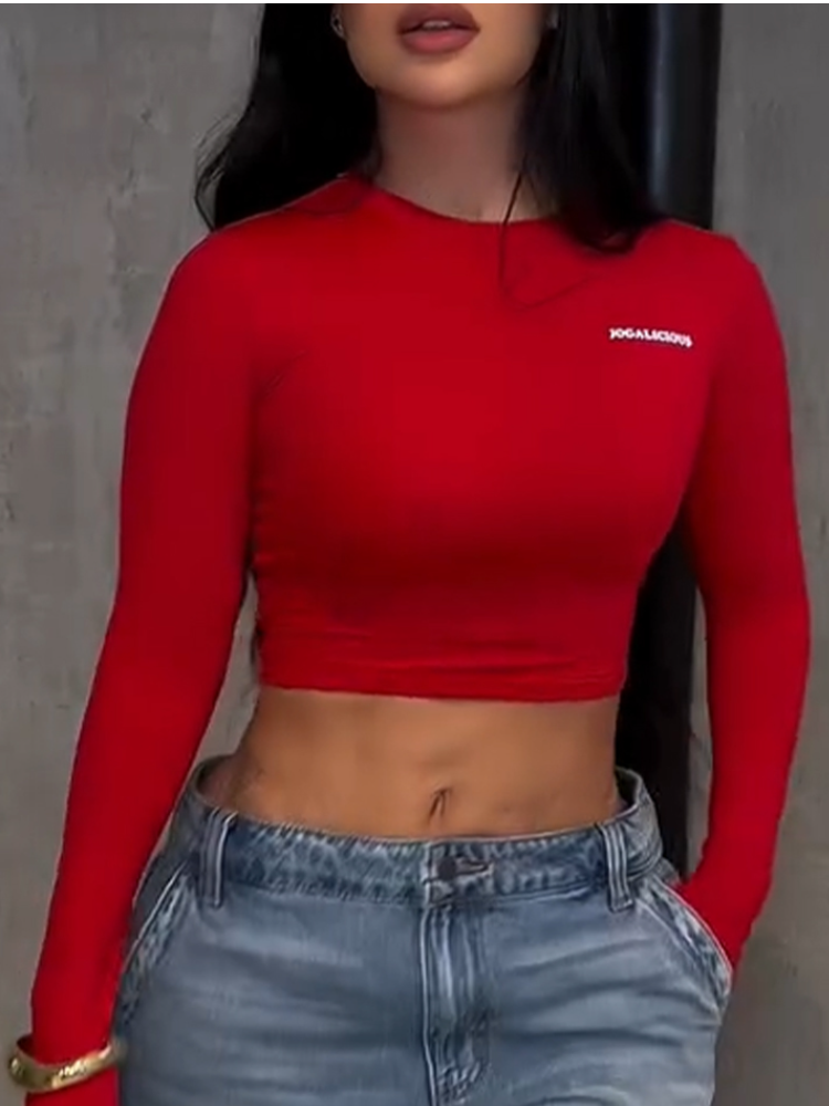 Ladies Round Neck Slim Fit Top+ Wash Pants Casual Set - MYSTERYBOXS