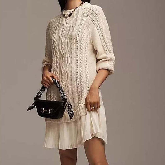 Women's cable-knit mini sweater dress - MYSTERYBOXS