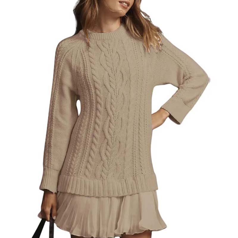 Women's cable-knit mini sweater dress - MYSTERYBOXS