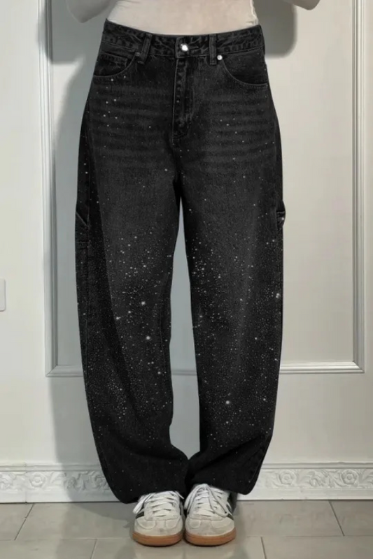 Stylish Starry Night Dust Baggy Jeans - MYSTERYBOXS