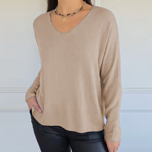 Autumn Sale - Women's Loose-Fitting V-Neck Knit Top - MYSTERYBOXS