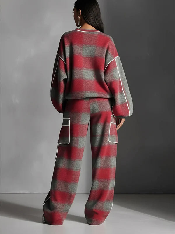 Vintage Loose Sweatshirt and Wide-Leg Pants Set - MYSTERYBOXS