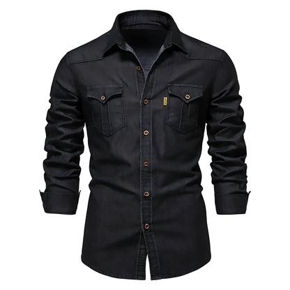 AdaptiveFit Cotton Denim Shirt: Men's Fit - MYSTERYBOXS