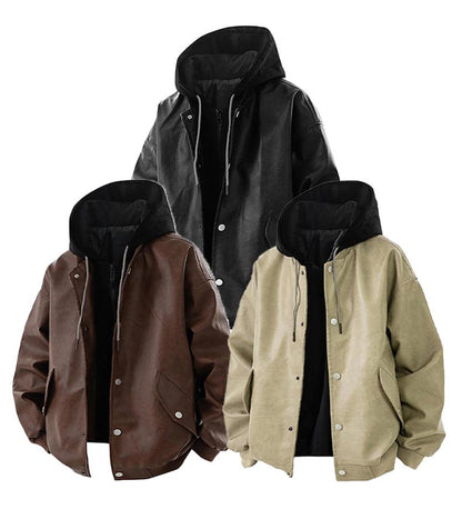 [Branded stock clearance] Autumn and winter cotton retro leather flight jacket for men - MYSTERYBOXS