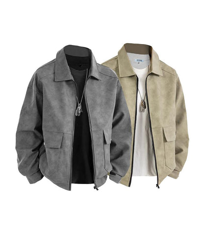 [Branded stock clearance] Autumn and winter cotton retro leather flight jacket for men - MYSTERYBOXS
