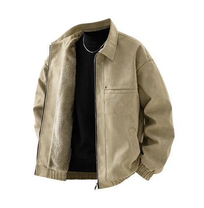 [Branded stock clearance] Autumn and winter cotton retro leather flight jacket for men - MYSTERYBOXS