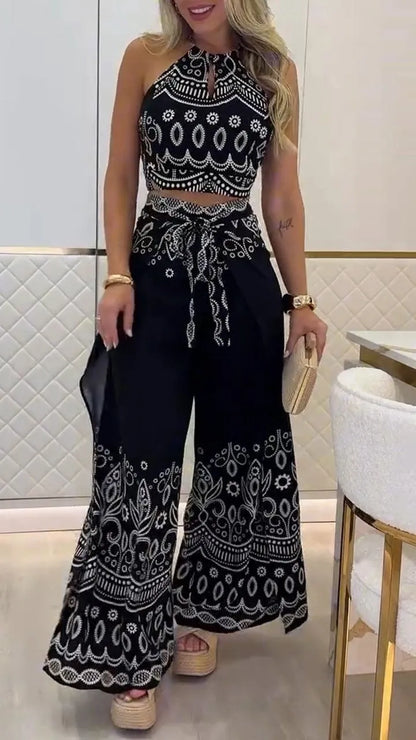 Women's Vintage Printed Holiday Casual Three-Piece Suits - MYSTERYBOXS