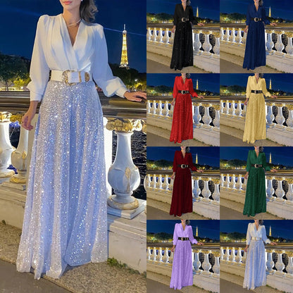 Sequined Long-Sleeve One-Piece trousers Set - MYSTERYBOXS