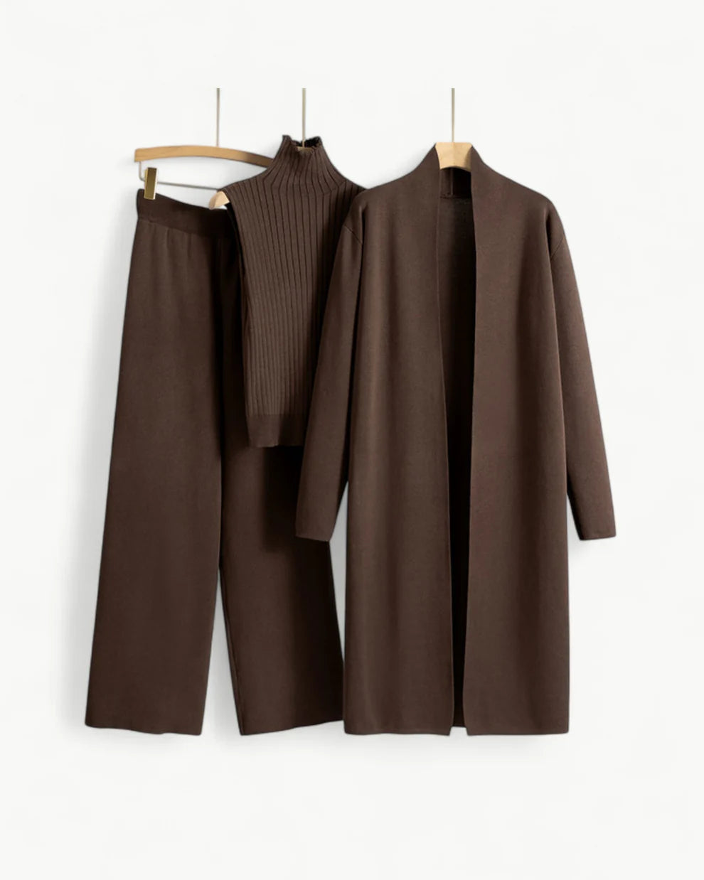 Turtle Neck Knit Tank 3-Piece Cardigan Set