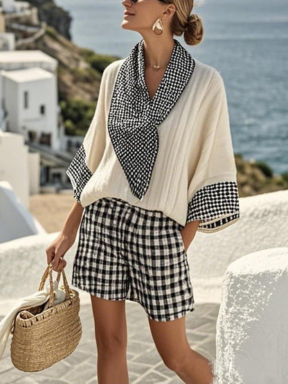 Women Summer Loose Striped  Holiday Shorts Set - MYSTERYBOXS