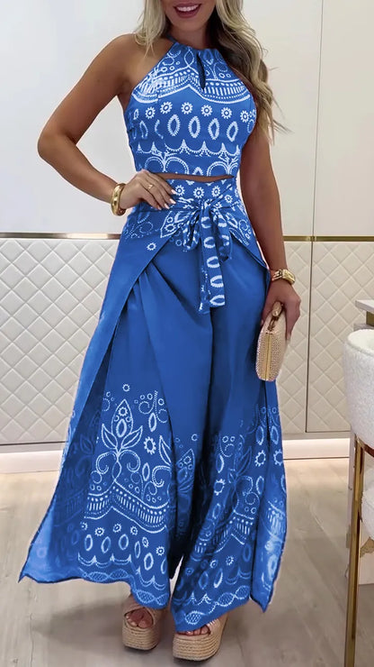 Women's Vintage Printed Holiday Casual Three-Piece Suits - MYSTERYBOXS