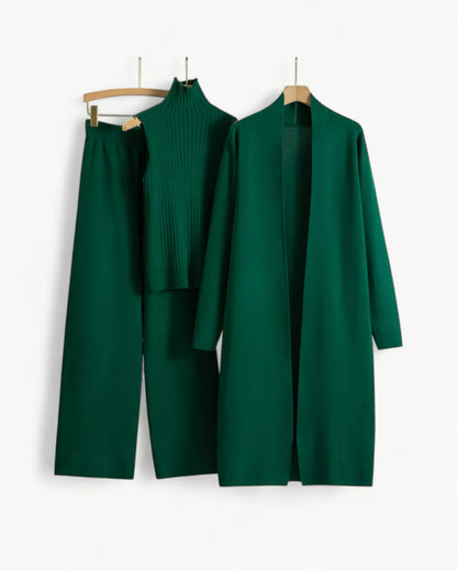 Turtle Neck Knit Tank 3-Piece Cardigan Set