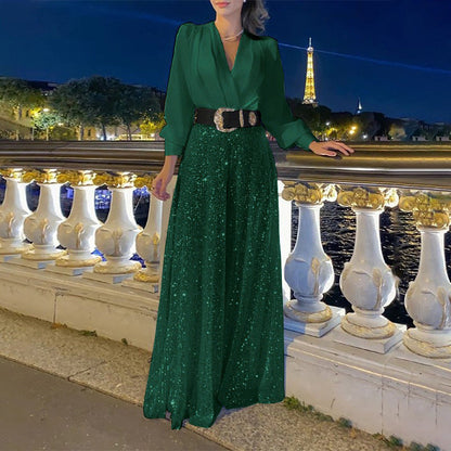 Sequined Long-Sleeve One-Piece trousers Set - MYSTERYBOXS