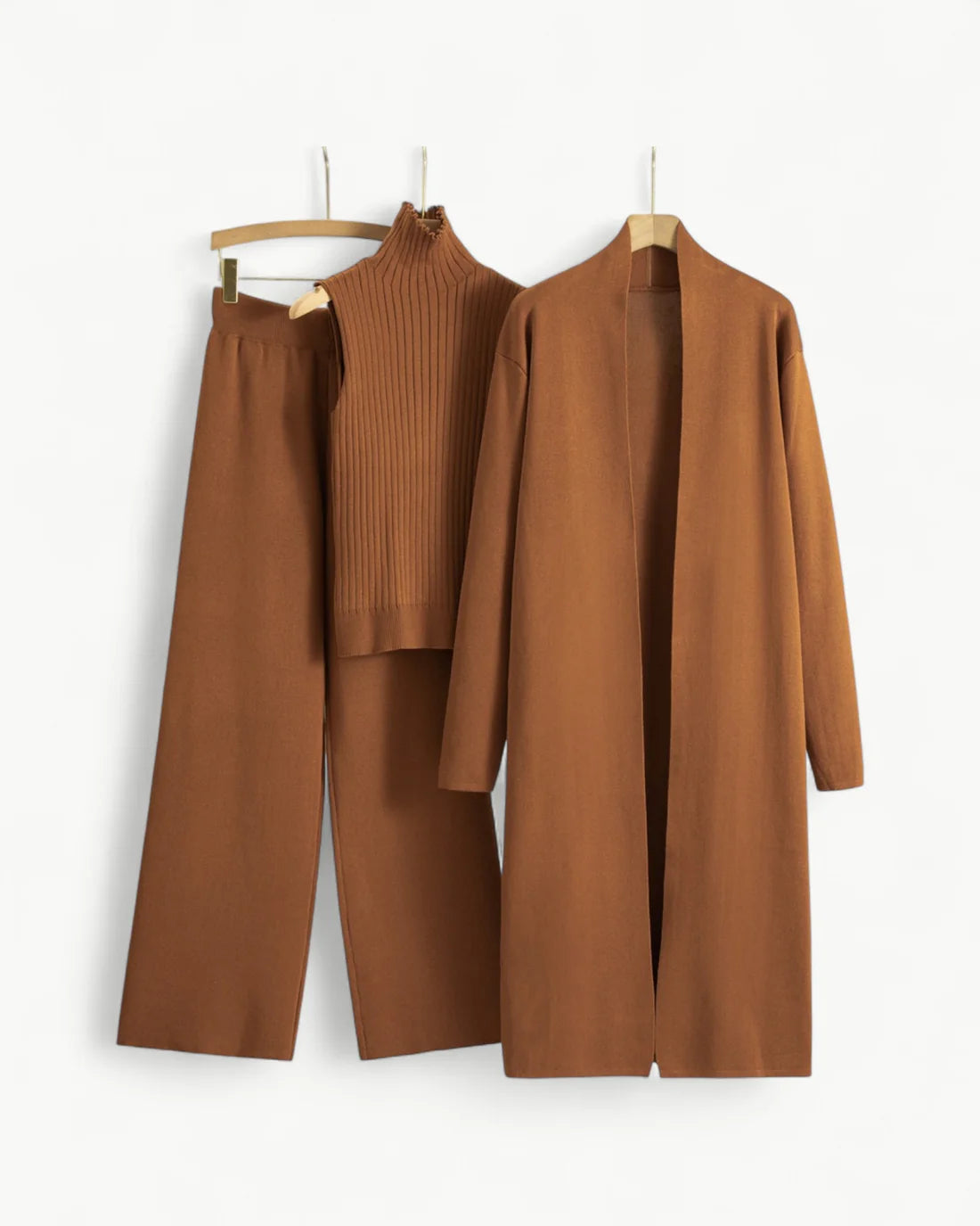 Turtle Neck Knit Tank 3-Piece Cardigan Set