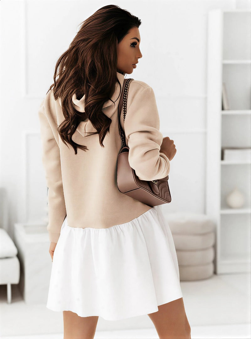 Stylish hoodie patchwork dress