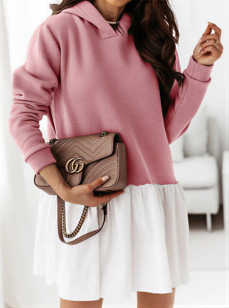 Stylish hoodie patchwork dress