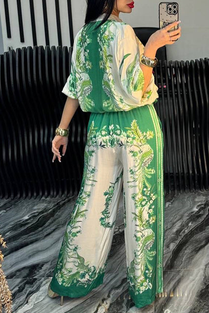 Women's Satin Zipper Printed Casual Suit - MYSTERYBOXS