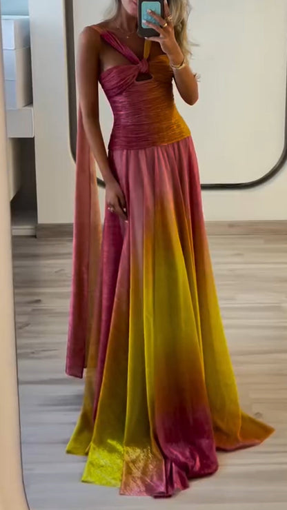 Ladies' Strapless Gradient Contrasting Elegant Temperament Evening Dress - MYSTERYBOXS