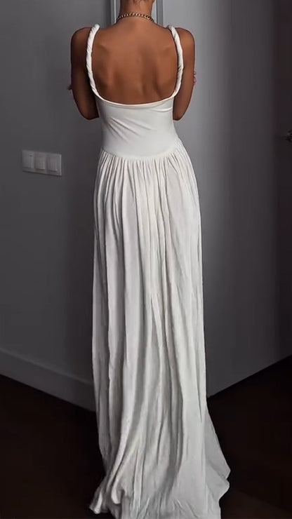 Ladies' Suspender Patchwork Solid Color Elegant Casual Dress - MYSTERYBOXS