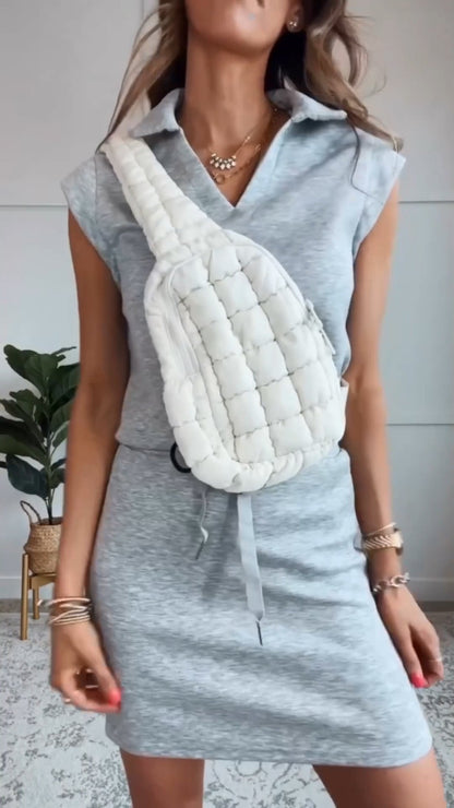 Ladies' Collar Top+ Drawstring Skirt Casual Set - MYSTERYBOXS
