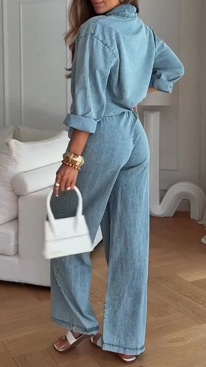 Women's Half-open Denim Casual Suit - MYSTERYBOXS