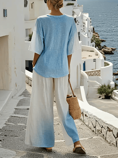 Ladies' Round Neck Contrasting Loose Casual Suit - MYSTERYBOXS