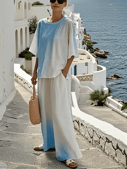 Ladies' Round Neck Contrasting Loose Casual Suit - MYSTERYBOXS
