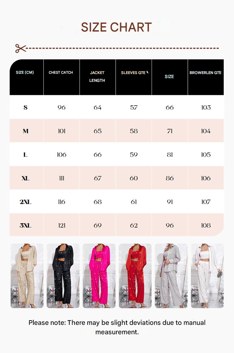 Women's Sequin Blazer and Wide Leg Pants (3-Piece Set)