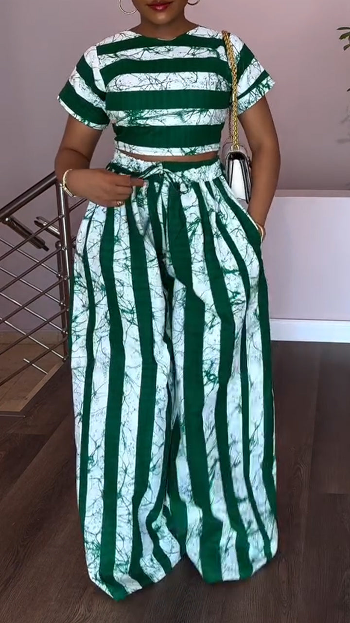 Abito casual a righe con scollo rotondo da donna