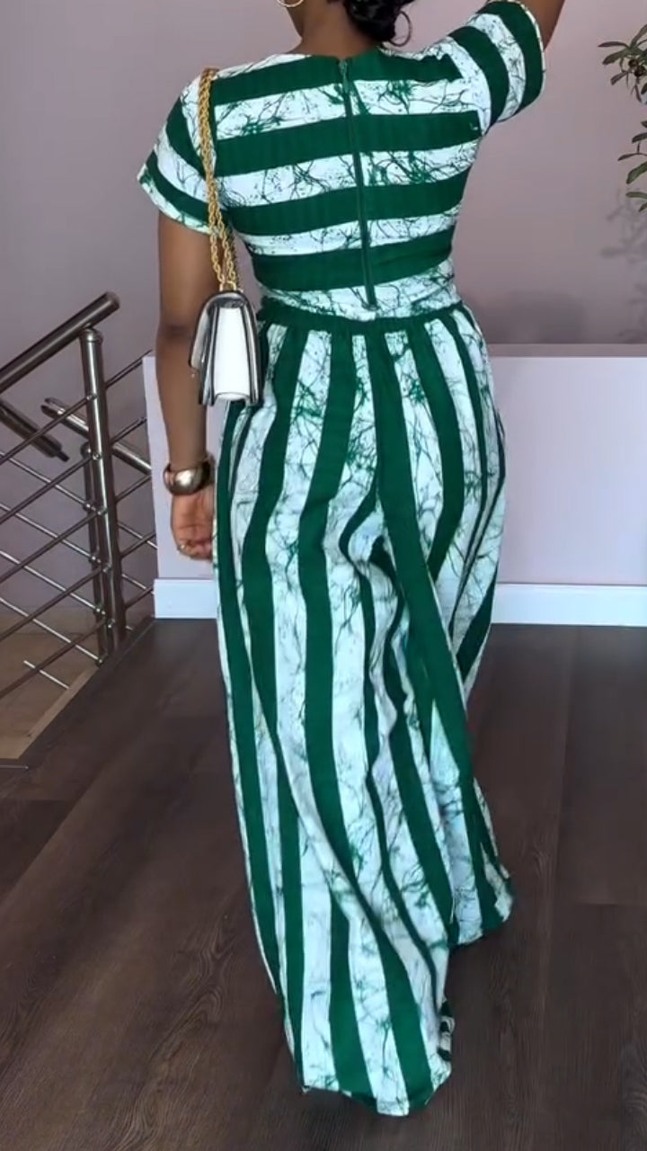 Abito casual a righe con scollo rotondo da donna