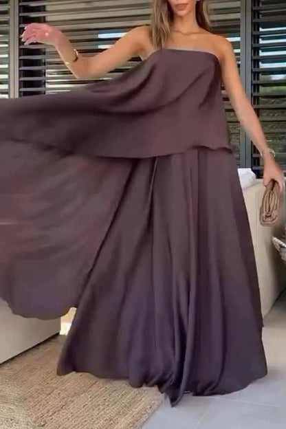 Women's Solid Color Elegant Tube Top Skirt Two-piece Set - MYSTERYBOXS