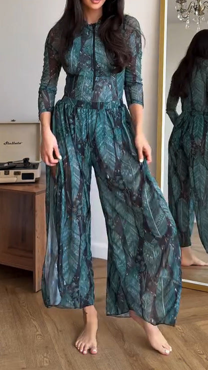 Ladies' Printed Casual Three Piece Set - MYSTERYBOXS