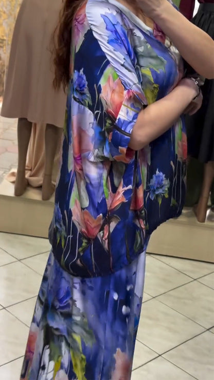 Ladies' V-neck Painted Printed Top + Pants Loose Casual Suit - MYSTERYBOXS