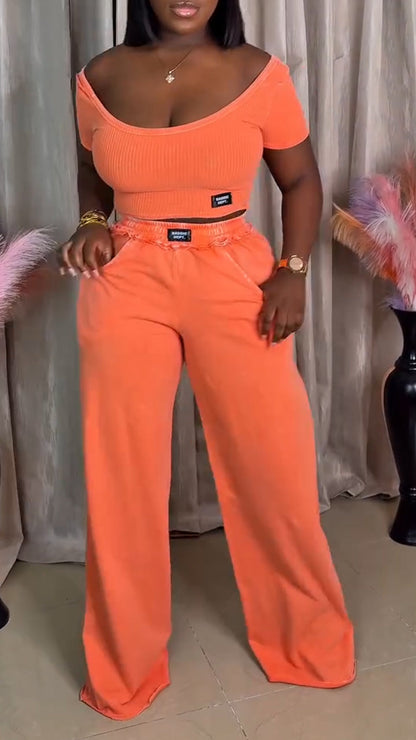 Ladies' Large U-neck Top + Pants Casual Suit - MYSTERYBOXS