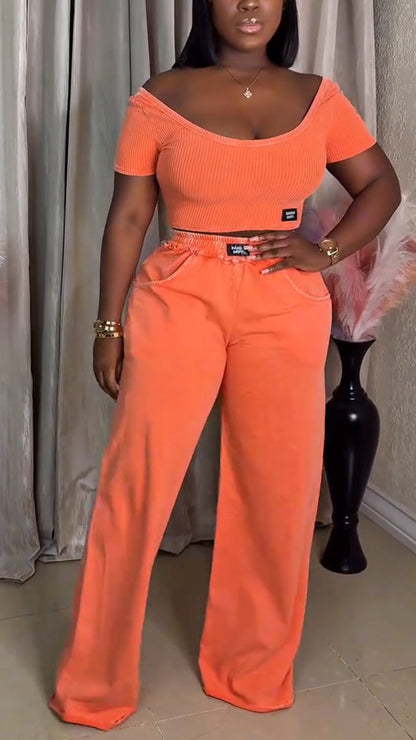 Ladies' Large U-neck Top + Pants Casual Suit - MYSTERYBOXS