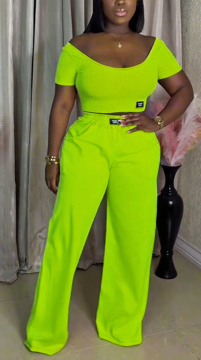 Ladies' Large U-neck Top + Pants Casual Suit - MYSTERYBOXS