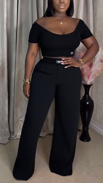 Ladies' Large U-neck Top + Pants Casual Suit - MYSTERYBOXS