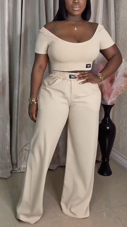 Ladies' Large U-neck Top + Pants Casual Suit - MYSTERYBOXS
