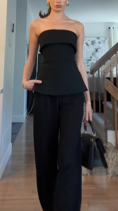 Women's autumn casual tube top suit trousers set - MYSTERYBOXS