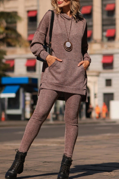 Ladies Round Neck Hooded Top+ Pants Casual Set - MYSTERYBOXS