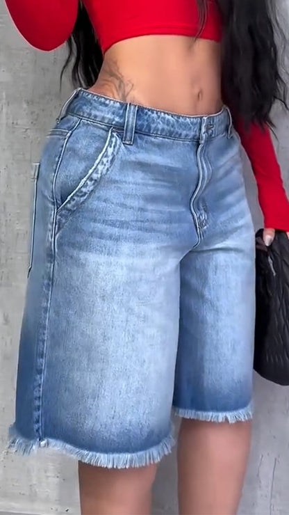 Ladies Round Neck Slim Fit Top+ Wash Pants Casual Set - MYSTERYBOXS