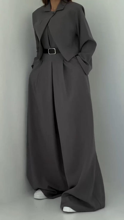 Ladies' Strapless Jumpsuit+ Jacket Style Commuting Set - MYSTERYBOXS