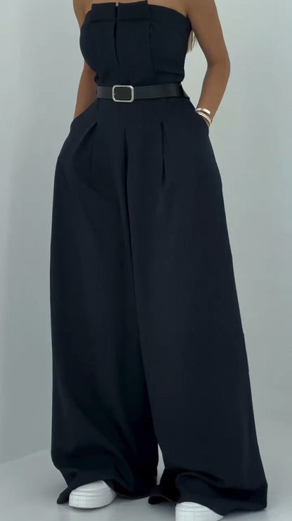 Ladies' Strapless Jumpsuit+ Jacket Style Commuting Set - MYSTERYBOXS