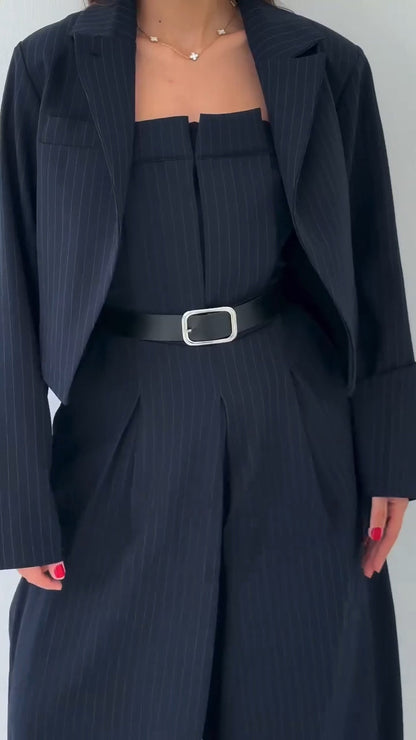 Ladies' Strapless Jumpsuit+ Jacket Style Commuting Set - MYSTERYBOXS
