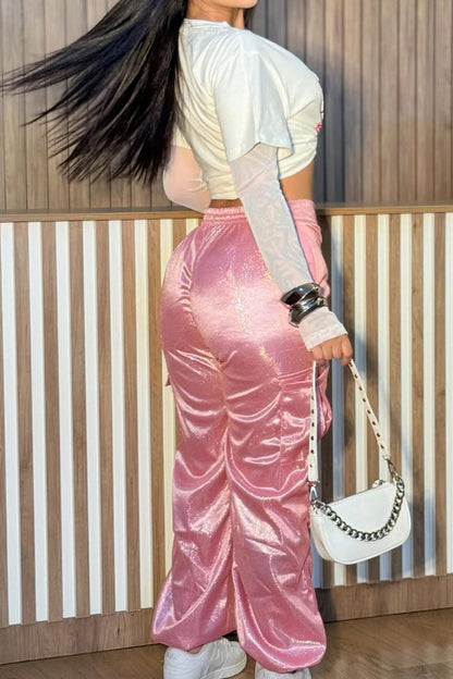 Ladies Round Neck Printed Top and Pants Casual Set - MYSTERYBOXS