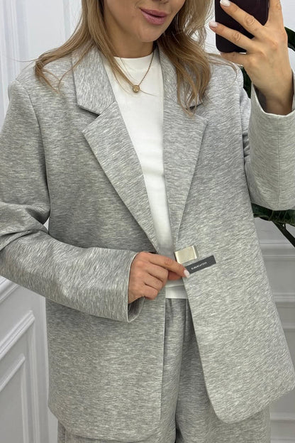 Women Collar Jacket+ Pants Commuting Style Set - MYSTERYBOXS