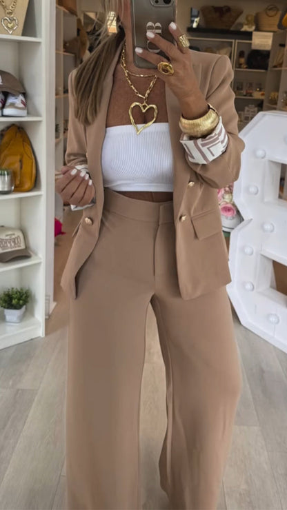 Ladies Collar Jacket+ Pants Style Commuting Suit - MYSTERYBOXS