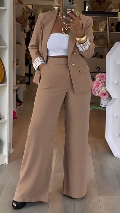 Ladies Collar Jacket+ Pants Style Commuting Suit - MYSTERYBOXS