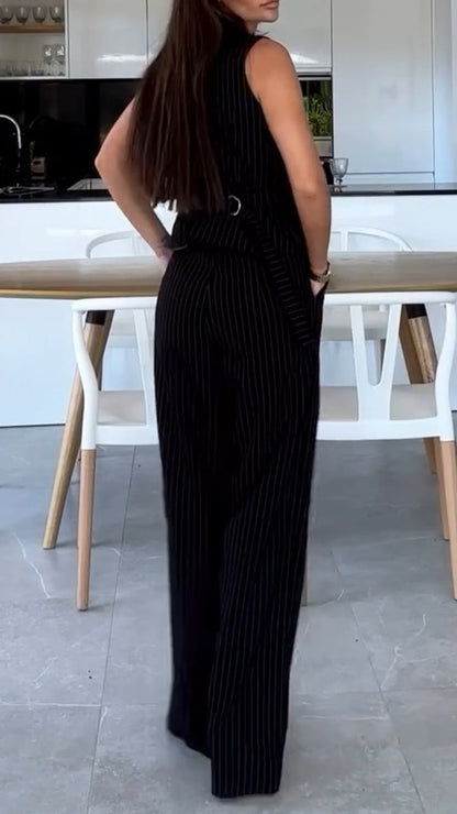 Ladies Vertical Stripe Temperament Casual Suit - MYSTERYBOXS